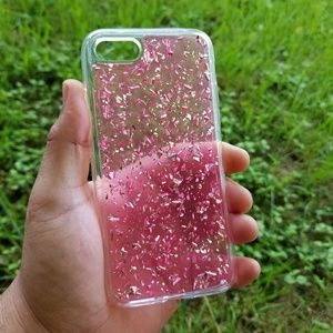 iPhone 7/8 case with pink/ silver flakes